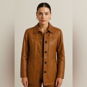 Preston & York Women’s Size 8 Tan Brown Lamb Skin Leather Jacket